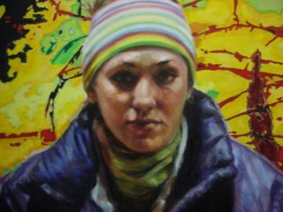La ragazza col cane( particolare)-150x150cm-olio su tela