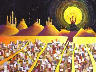 Titolo  : LA CITTA' FANTASMA
Tecnica : Acrilico su cartone telato
Misure  : 50x70 - Anno : 2007