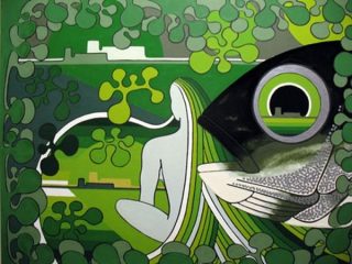 Un esempio della mia pittura e del mio mondo interiore. Tela 40 x 50, smalti inglesi,mano libera.