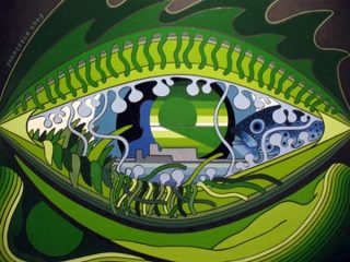 Un esempio della mia pittura e del mio mondo interiore. Tela 40 x 50, smalti inglesi,mano libera.