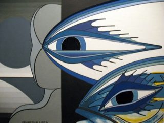 Un esempio della mia pittura e del mio mondo interiore. Tela 40 x 50, smalti inglesi,mano libera.