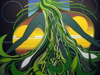 Un esempio della mia pittura e del mio mondo interiore. Tela 40 x 50, smalti inglesi,mano libera.
