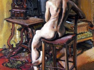 Simona di schiena Pastello a olio su tavola 72x53 2006