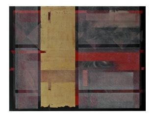 RACCONTO VELATO...1999-2009, tecnica mista su juta - cm 118x153