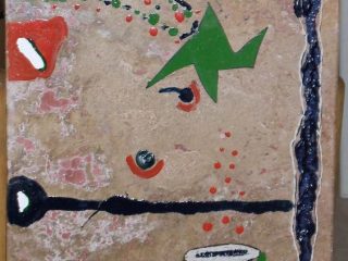"Senza titolo" tecnica mista su marmo travertino 60x40