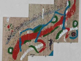 " Three 2005 " Tecnica mista su marmo travertino con cristalli di quarzo. Opera selezionata mostra virtuale "C come Cina"