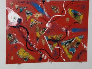 " Triangoli frattali" tecnica mista su masonite 60x60