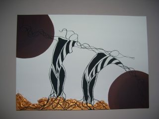 Uomo e Donna due mondi che si intrecciano con linee sottili.
50x70