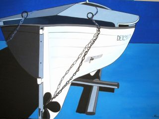 "barca bianca" 140x100 acrilico su tela donata al Comune di Bellaria Igea Marina
