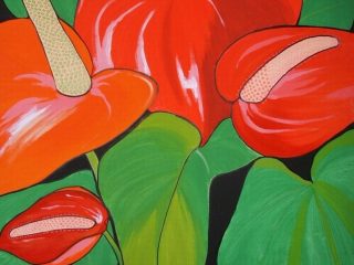 "anthurium" 100x80 acrilico su tela