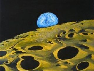 "Passeggiata sulla Luna"
-olio e tempera su tela- 1998 
cm 80x120