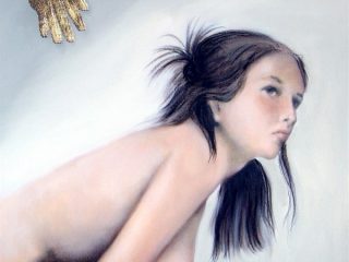 Mitologia, olio e lamina d'oro su tela, cm. 60 x 80, 2007