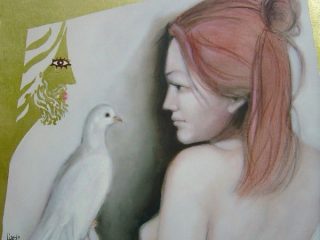 Afrodite, olio e lamina d'oro su tela, cm. 60 x 50, 2007