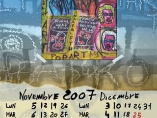 basko calendario2007 andy eroico novembre dicembre 25x60 cartone acrilico tempera pastelli a olio anno 2005