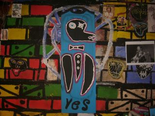 yes...pannello in legno 40x90 acrilico tempera pastellia olio anno 2005