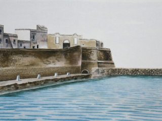 Via Venezia con il vecchio fortino di Sant'Antonio(Bari 1900) - cm 40x30 - acquerello - 2008