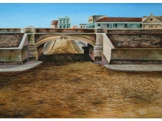 Ponte di via De Giosa nel 1900 - cm 50 x 70 - olio su tela - 2007