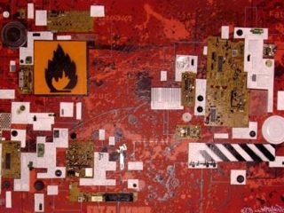 "Hell on earth" 120x80 cm
spray, acrilico, stucco e collage 
2008.