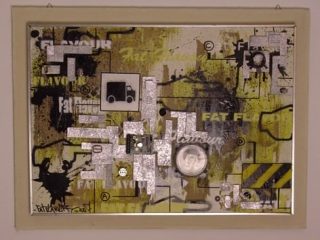 "Danger" 80x60 cm
spray, acrilico, stucco e collage 
2007.