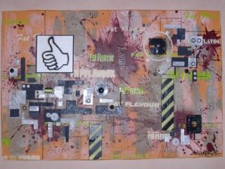 "Glamour" 120x80cm
spray, acrilico, stucco e collage 
2008.