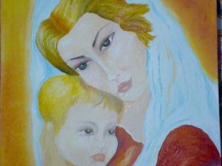 Coccole,olio su tela,50x40cm