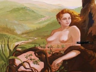 "DIVINITA'" - Acrilico su porta in metallo in Valloria(IM), il paese delle porte dipinte