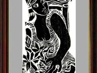 Mulher com anel, woodcut, 19x33, 2005
