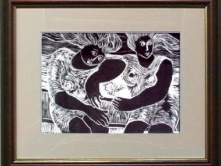 Comadres, linocut, 30x20, 2007