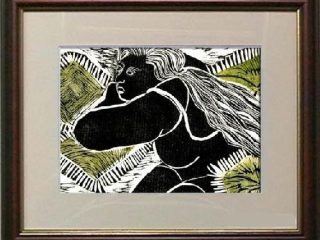 O descanso, linocut, 30x20, 2005