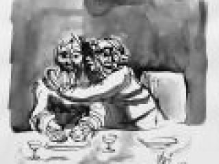 Dal Vangelo secondo Matteo:n.14 il bacio di Giuda - 1967 - china acquarellata su carta - 24x33