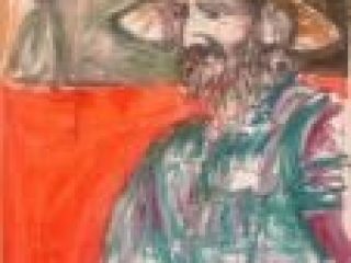 Contadino cileno, studio n.1 per il funerale di Neruda - 1975 - disegno ed olio su tela - 80x120 - coll. privata