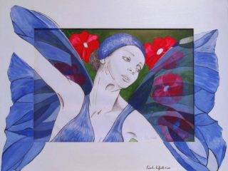 FATA AZZURRA
30cm x 45cm
acrilico e matita
cornice eseguita dall' artista  