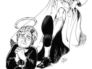 SuorBindi&ilPapa - vignetta di prima pagina da LaTestata,Roma
