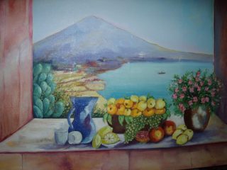 
"M'affaccio alla finestra e vedo il mare....."
trompe d'oeil
Olio su tela
m 1,50 x 1,00 m