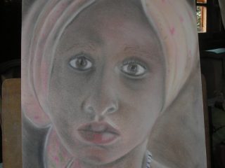 Niña de Dafur,pintura en pastel