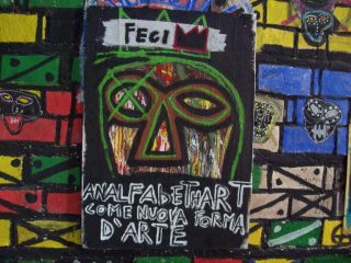 analfabethart come nuova forma d'arte anno 2009 tempera olio acrilio pastelli a olio carta compressa 100x50