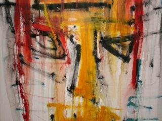 senza titolo..ANNO 2007 TEMPERA E ACRILICI SUPPORTO IN LEGNO 1,50X100