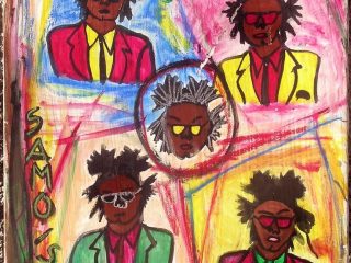 J.M.B jean michel basquiat tributo anno 2000 acrilico tempera pastelli a olio tela 50x30