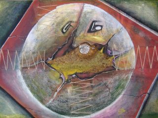 "LA NOSTRA MADRE TERRA" olio e aclilico su sacco cm. 100x70  