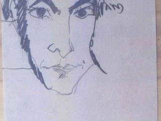 ritratto da Vanessa Beecroft nel novembre del 2002 a Milano disegno su carta cm 20 x 30 