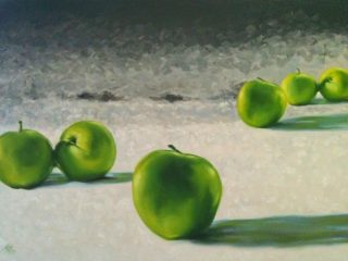 mele verdi
olio su tela 100x70 cm