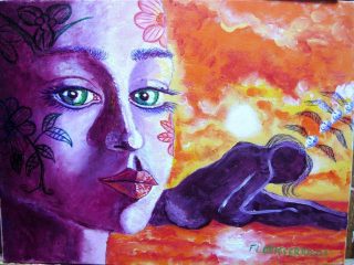 Titolo dell'opera:IL Sogno.Olio su tela. 30x40. Serie "Figli Dei Fiori"