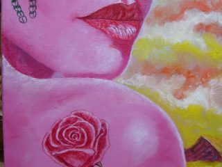 Titolo dell'opera. Percing. Serie "Figli dei Fiori".  Opera inserita nelle aste europee .