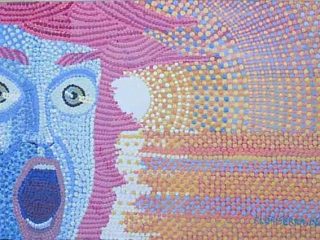 IL Bimbomo Spaventato. tecnica olio su tavola. Movimento artistico "Goccismo"