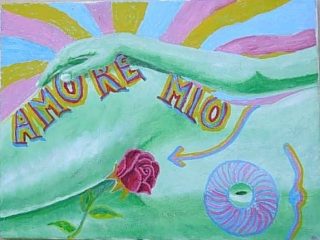 titolo opera:Amore mio.Serie "Figli Dei Fiori".Olio su tela.30x40