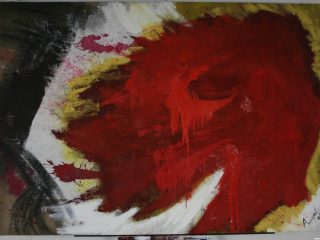deep red
Olio, acrilico, cera, sabbia, gesso e china su tela di Juta
120 x 170