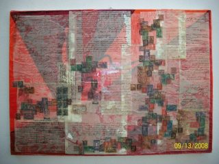 2010. marco.solo. Documenti e francobolli su tela riciclata.