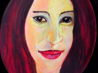 "Smiling" acrilico su tela ovale, cm 24 x 30