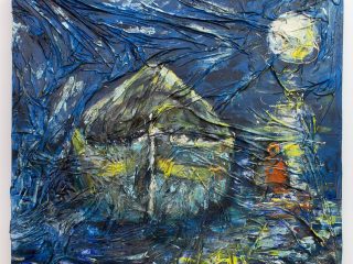 \"Infinito\" Tecnica mista su mdf, cotone e legno dimensioni 130 x 150 cm. anno 2016