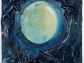 \"Luna\" Tecnica mista su mdf, cotone e legno dimensioni 80 x 80 cm. anno 2019